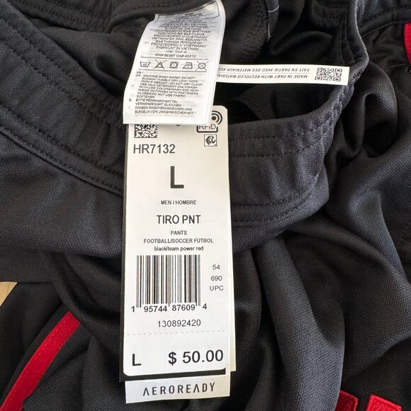 NWT Adidas Mens Tiro Track Pant Black/Team Power Red size L - Picture 4 of 5
